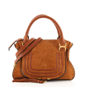 Chloe Marcie Satchel Whipstitch Studded Suede Medium