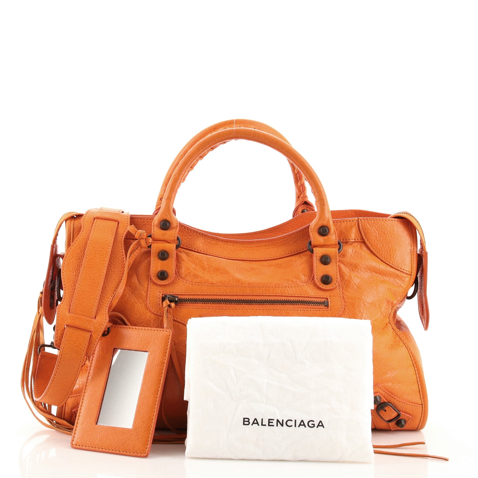 Balenciaga City Classic Studs Bag Leather Medium Orange 1040193