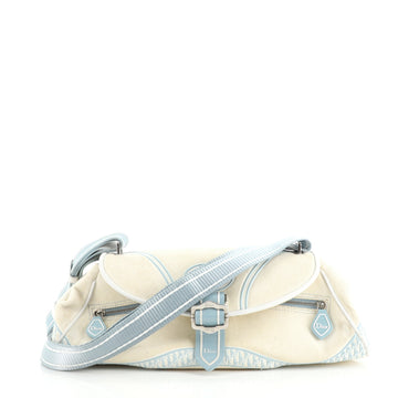 Christian Dior Vintage Logo Round Flap Shoulder Bag Canvas with Diorissimo Detail Medium