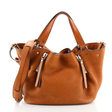 Burberry Maidstone Tote Leather and House Check Canvas Small