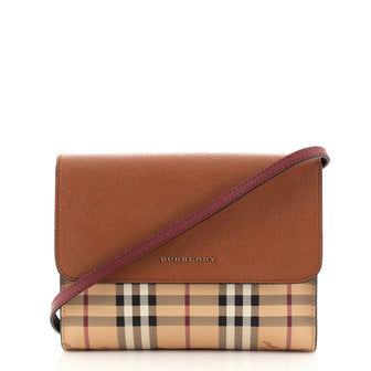 Burberry Loxley Crossbody Bag Haymarket Coated Canvas and Leather Small