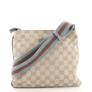 Gucci Web Strap Zip Messenger Bag GG Canvas Small