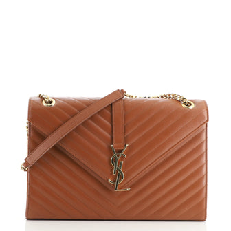 Saint Laurent Classic Monogram Envelope Satchel Matelasse Chevron Leather Large