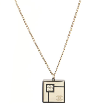 Chanel CC Square Pendant Necklace Resin with Crystals and Metal