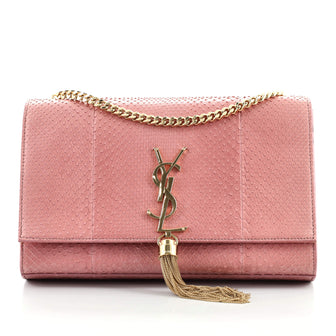 Saint Laurent Classic Monogram Tassel Crossbody Bag Python Embossed Leather Medium