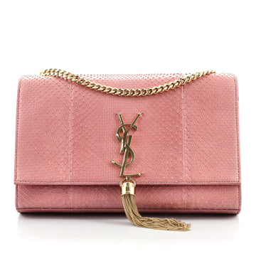 Saint Laurent Classic Monogram Tassel Crossbody Bag Python Embossed Leather Medium