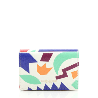 Saint Laurent Trifold Wallet Printed Leather Compact