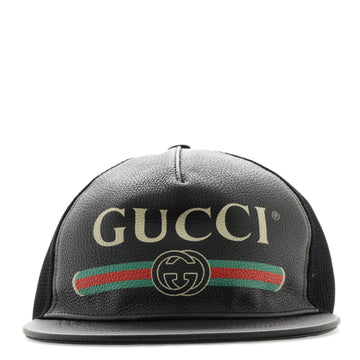 Gucci Logo Baseball Cap Printed Leather