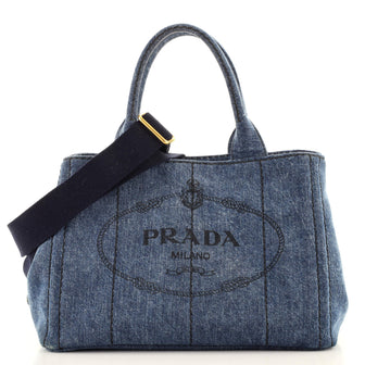 Prada Canapa Convertible Tote Denim Mini