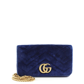 Gucci GG Marmont Chain Flap Bag Matelasse Velvet Mini