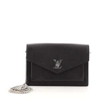Louis Vuitton Mylockme Chain Pochette Leather Black 1042701