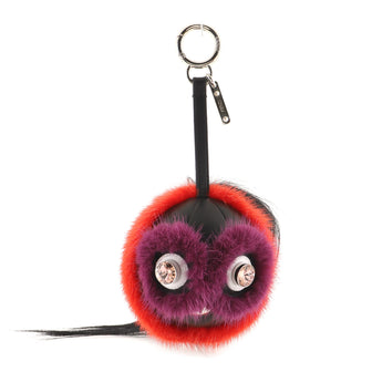 Fendi Monster Bird Mohawk Bag Charm Fur with Spiked Leather