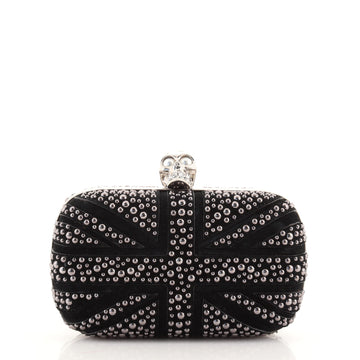 Alexander McQueen Britannia Skull Box Clutch Studded Suede Small