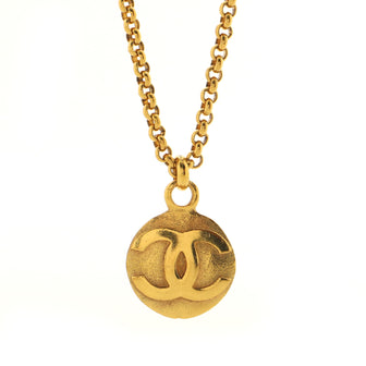Chanel Vintage CC Round Pendant Long Necklace Metal
