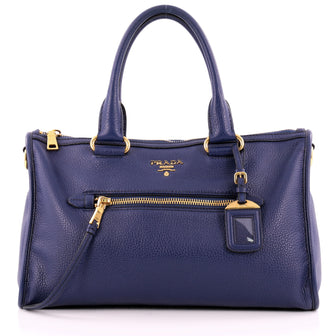 Prada Front Zip Convertible Satchel Vitello Daino Medium