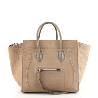 Celine Phantom Bag Crocodile Embossed Nubuck Medium