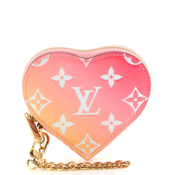 Louis Vuitton Orange Sunset Monogram Vernis Heart Coin-Purse