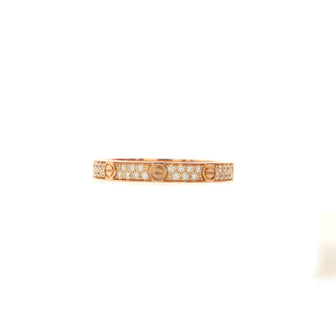 Cartier Love Wedding Band Pave Diamonds Ring 18K Rose Gold and Diamonds Small