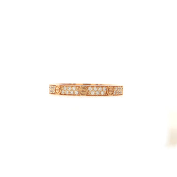 Cartier Love Wedding Band Pave Diamonds Ring 18K Rose Gold and Diamonds Small