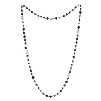 Chanel CC Station Long Necklace Ruthenium with Resin and Faux Pearls