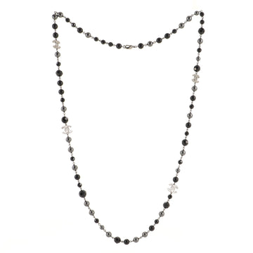 Chanel CC Station Long Necklace Ruthenium with Resin and Faux Pearls