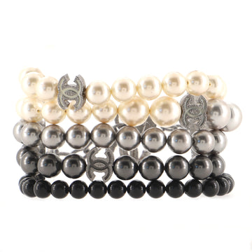 Chanel CC Pearl Multistrand Bracelet Faux Pearls