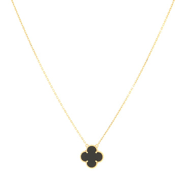 Van Cleef & Arpels Vintage Alhambra Pendant Necklace 18K Yellow Gold and Onyx