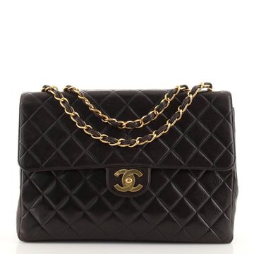 Chanel Vintage Square Flap Bag Quilted Lambskin Jumbo