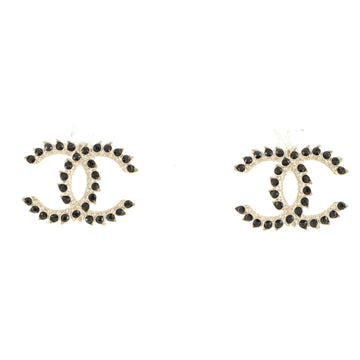 Chanel CC Stud Earrings Crystal Embellished Metal