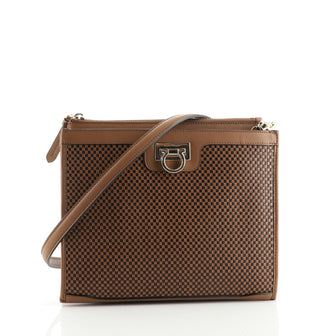 Salvatore Ferragamo Trifolio Crossbody Bag Woven Leather