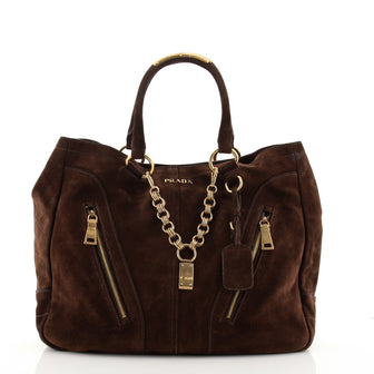 Prada Chain Link Tote Suede Large