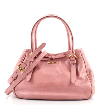 Miu Miu Convertible Ribbon Tote Vitello Shine Small