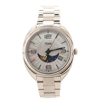 Fendi Momento Moonphase Quartz Watch Stainless Steel with Mother of Pearl 34