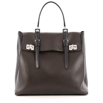 Prada Half Flap Double Turn Lock Satchel Lux Calf North South
