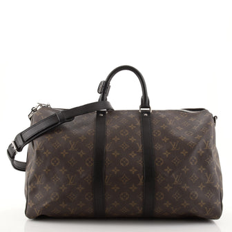 Keepall Bandouliere Bag Macassar Monogram Canvas 45