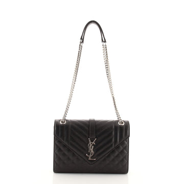 Saint Laurent Classic Monogram Envelope Satchel Quilted Leather Medium