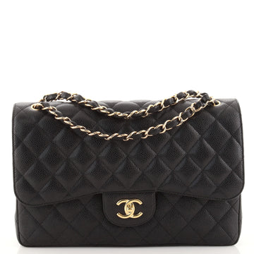 Chanel Classic Double Flap Bag Quilted Caviar Jumbo