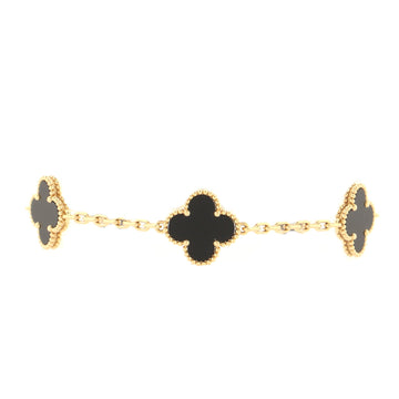 Van Cleef & Arpels Vintage Alhambra 5 Motifs Bracelet 18K Yellow Gold and Onyx