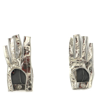 Chanel Ground Control Fingerless Gloves Perforated Metallic Lambskin