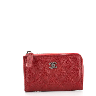 Chanel Zipped Key Holder Quilted Caviar