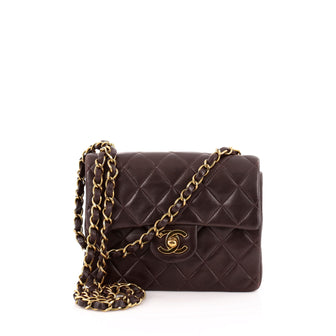 Chanel Vintage Square Classic Single Flap Bag Quilted Leather Mini