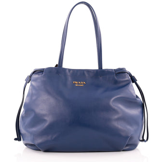Prada Drawstring Convertible Tote Soft Calfskin Large