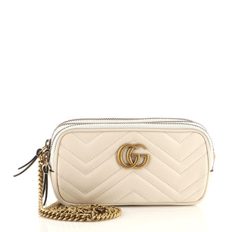 Gucci GG Marmont Triple Zip Chain Bag Matelasse Leather Mini