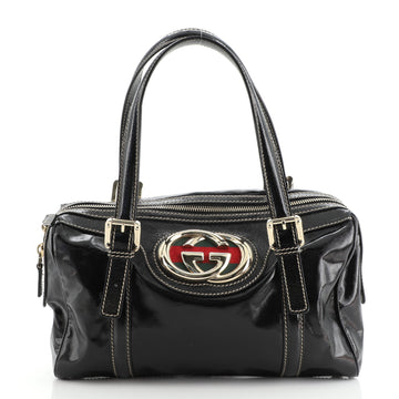 Gucci Britt Web Boston Duffle Bag Dialux Coated Canvas Small
