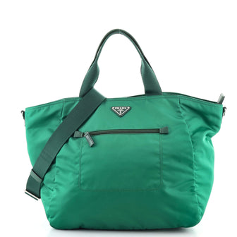 Prada Zip Convertible Shopping Tote Tessuto with Saffiano Leather Medium