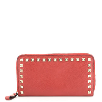 Valentino Rockstud Zip Around Wallet Leather