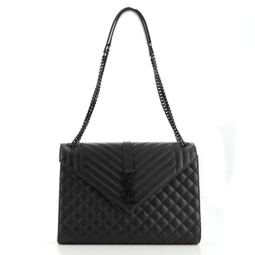 Saint Laurent Classic Monogram Envelope Satchel Quilted Leather Large