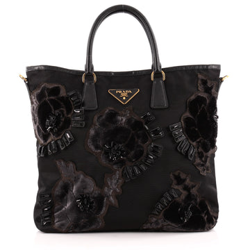Prada Burnout Convertible Tote Velvet and Tessuto Medium