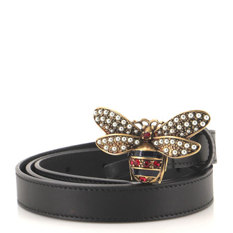 Gucci Queen Margaret Bee Belt Leather Thin
