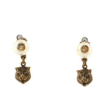 Gucci Feliine Drop Earrings Metal with Crystals and Faux Pearls